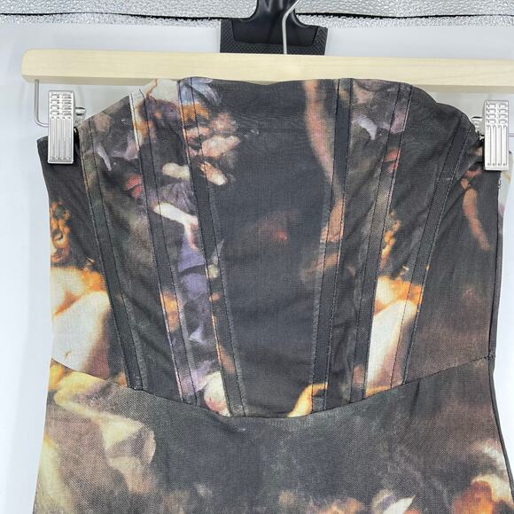 superdown | NWT Angela Midi Dress in Multi Black Angel Heaven Print S - Picture 10 of 15